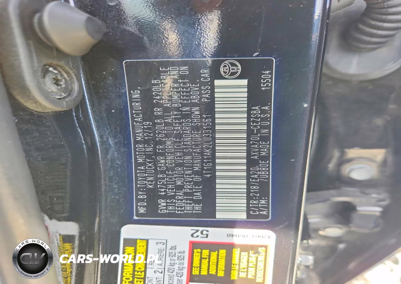 2020 Toyota Camry Se VIN:4T1G11AK2LU331561 - 12