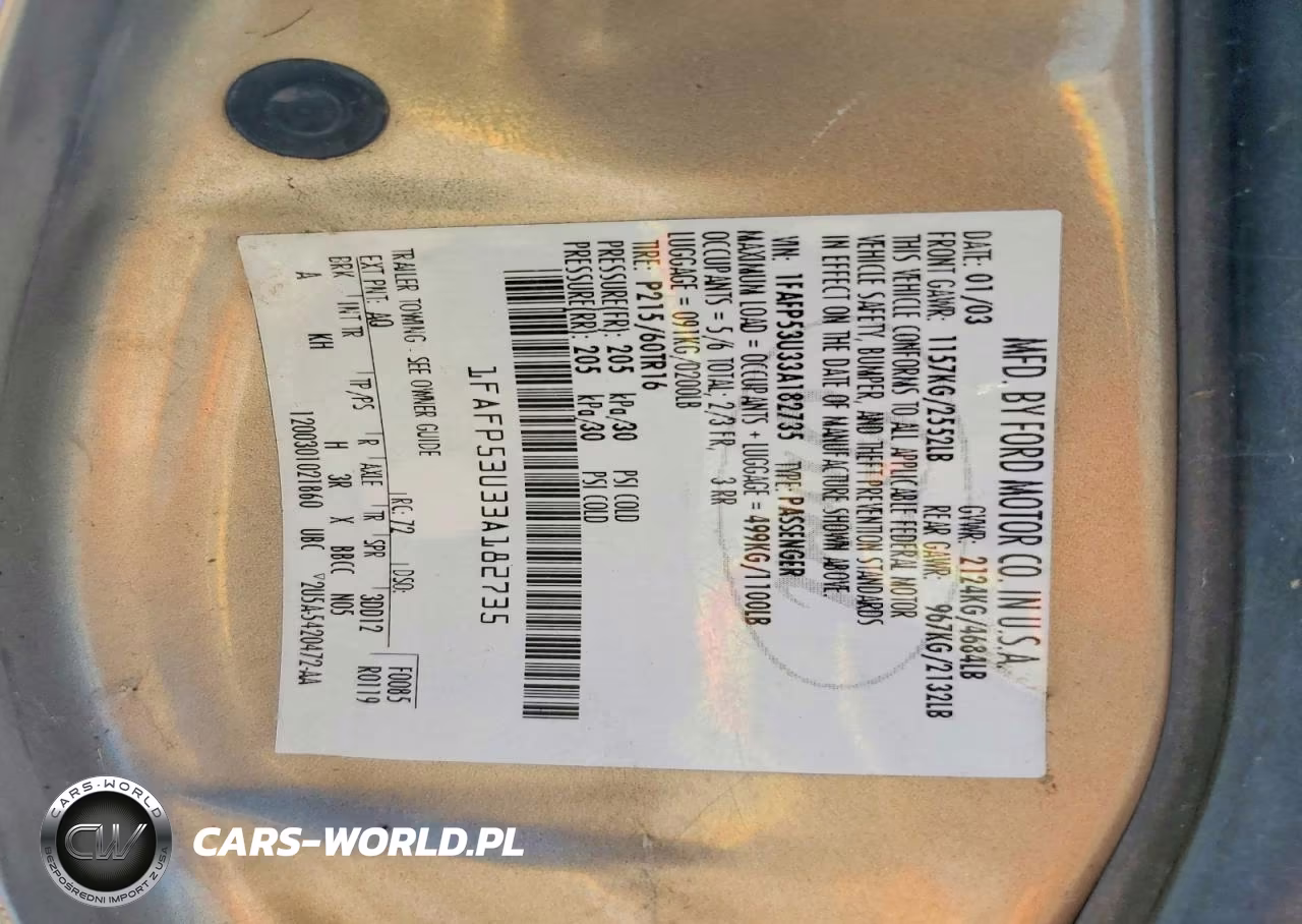2003 Ford Taurus Se VIN:1FAFP53U33A182735 - 12