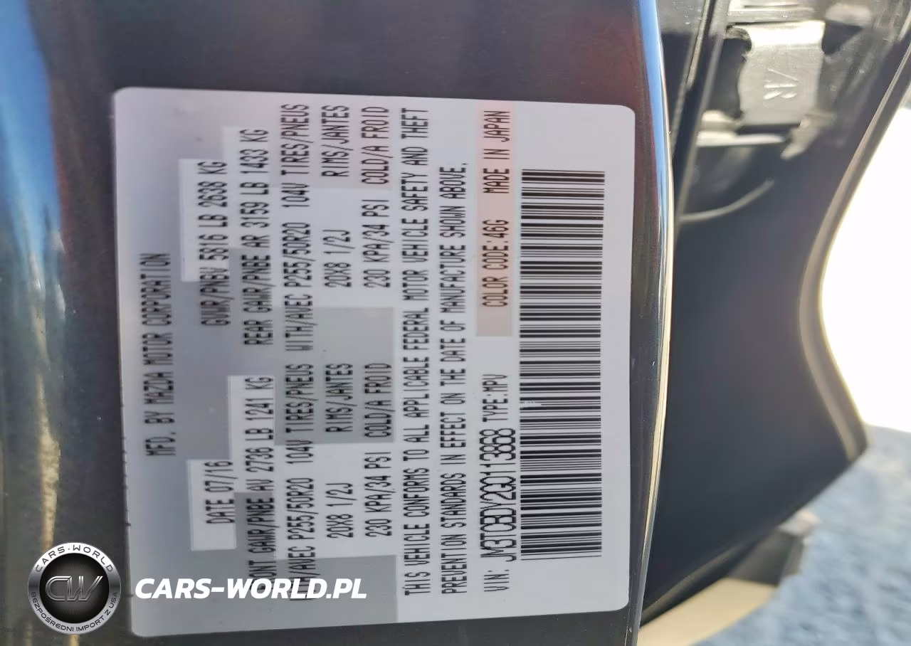 2016 Mazda Cx-9 Grand Touring VIN:JM3TCBDY2G0113868 - 13