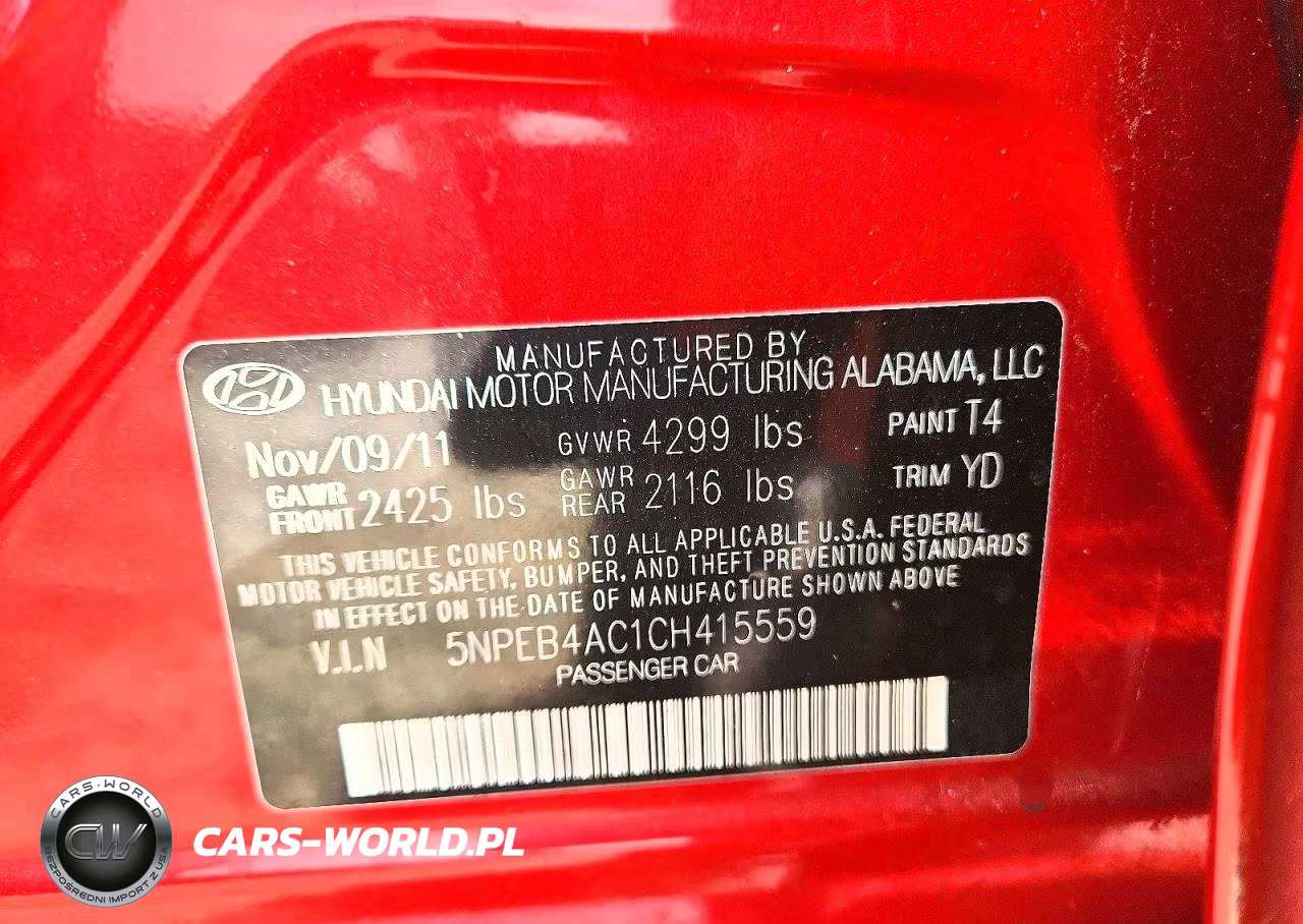 2012 Hyundai Sonata Gls VIN:5NPEB4AC1CH415559 - 13