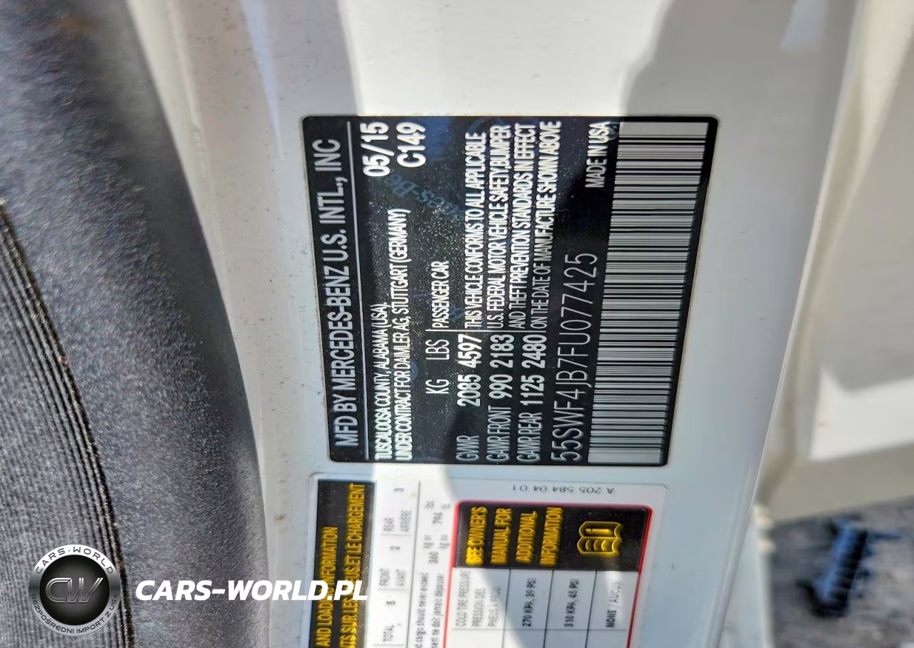2015 Mercedes-Benz C 300 VIN:55SWF4JB7FU077425 - 12