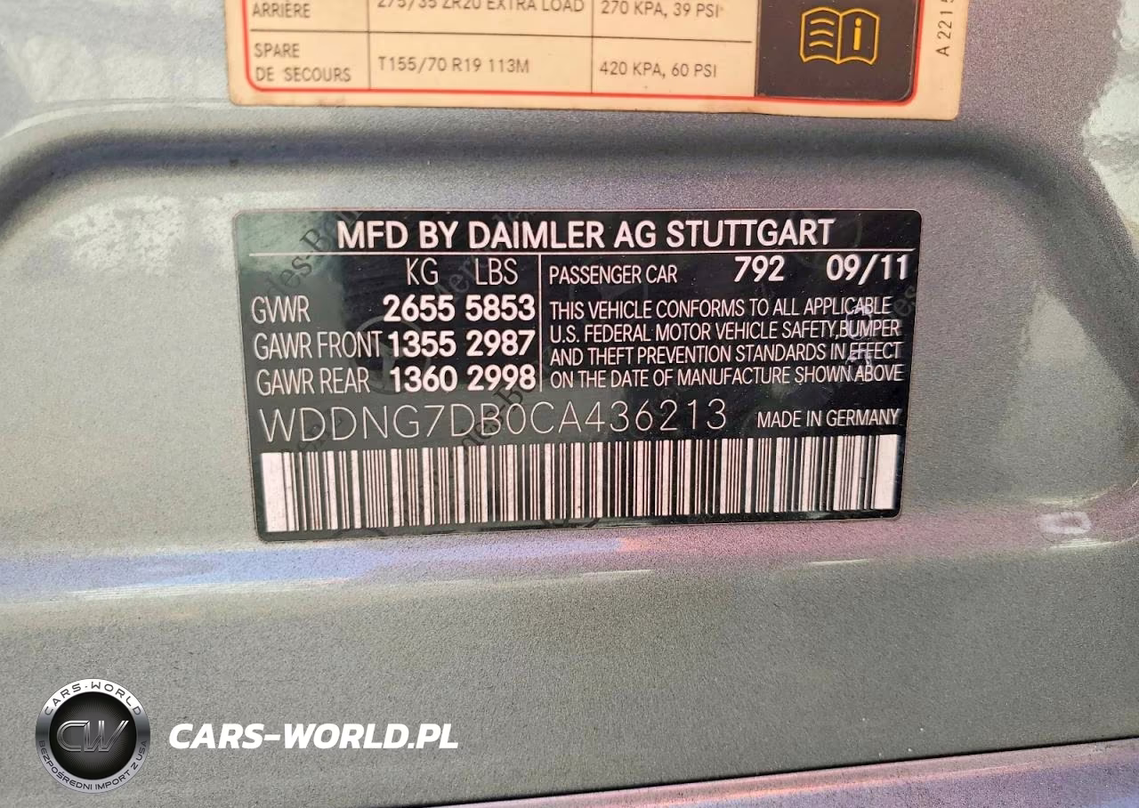 2012 Mercedes-Benz S 550 VIN:WDDNG7DB0CA436213 - 13