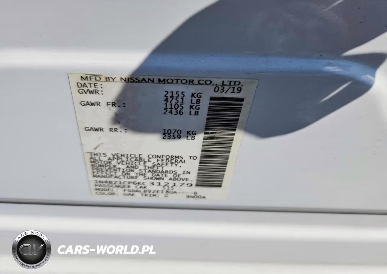 2019 Nissan Leaf S Plus VIN:1N4BZ1CP6KC312179 - 13