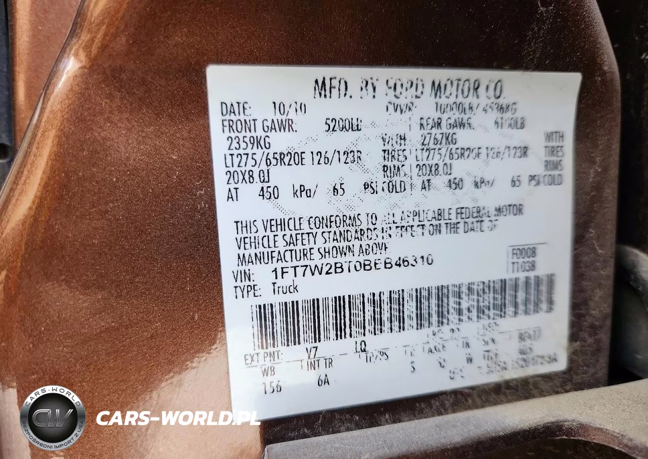 2011 Ford F250 Super Duty VIN:1FT7W2BT0BEB46310 - 12
