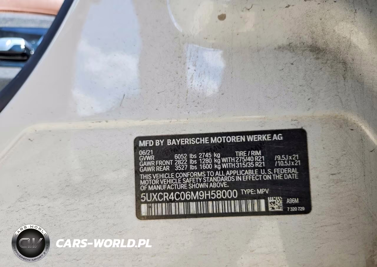 2021 BMW X5 Sdrive 40I VIN:5UXCR4C06M9H58000 - 13
