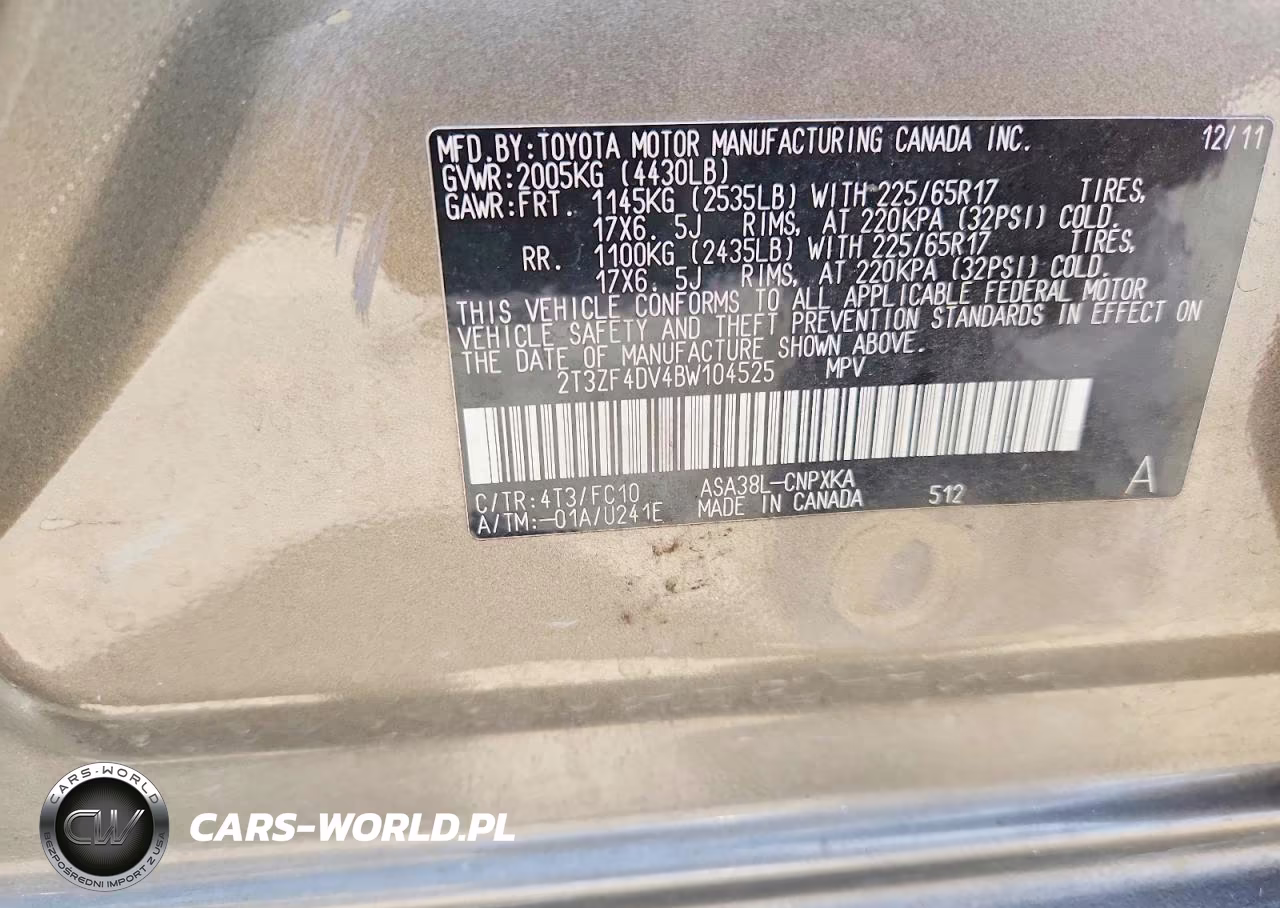 2011 Toyota Rav4 Base VIN:2T3ZF4DV4BW104525 - 13
