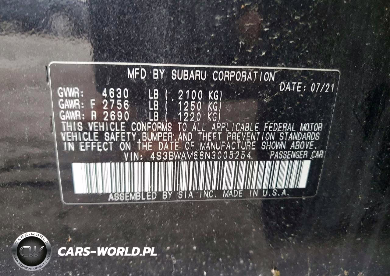 2022 Subaru Legacy Limited VIN:4S3BWAM68N3005254 - 12