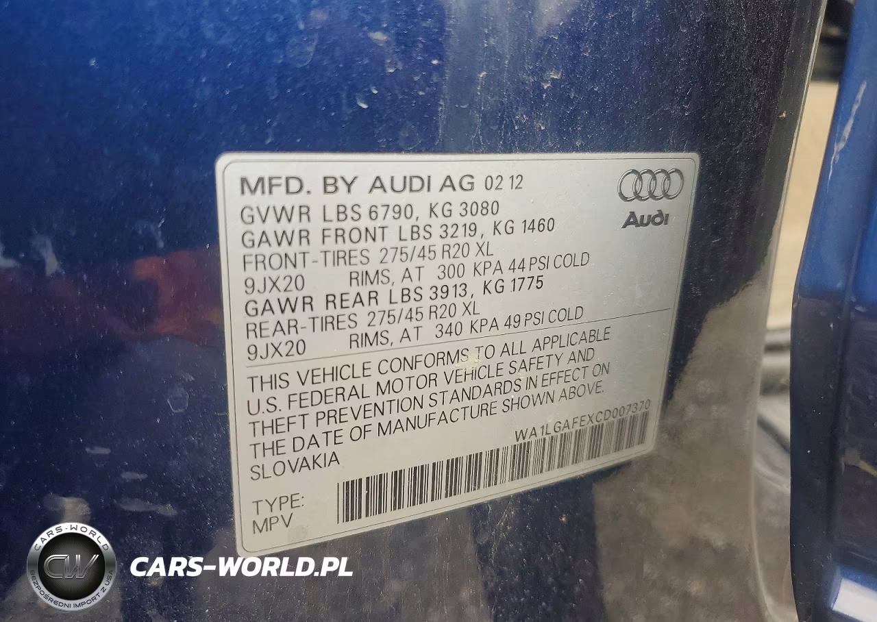2012 Audi Q7 Premium Plus VIN:WA1LGAFEXCD007370 - 14