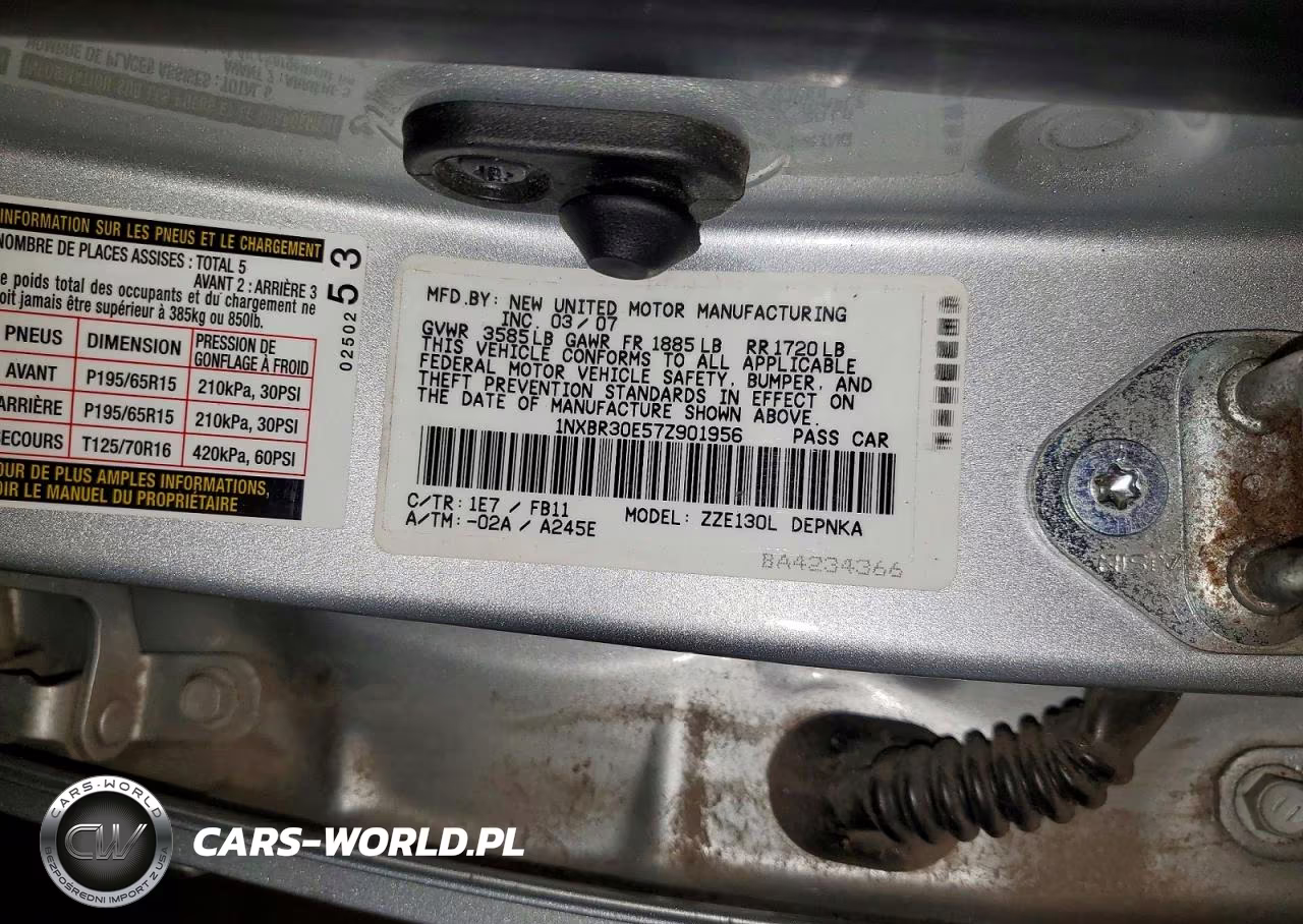2007 Toyota Corolla Le VIN:1NXBR30E57Z901956 - 12
