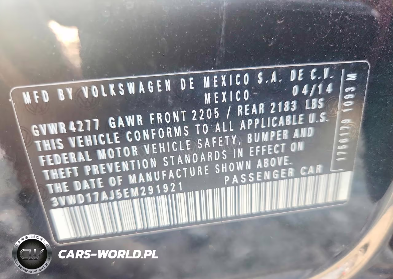 2014 Volkswagen Jetta Se VIN:3VWD17AJ5EM291921 - 12