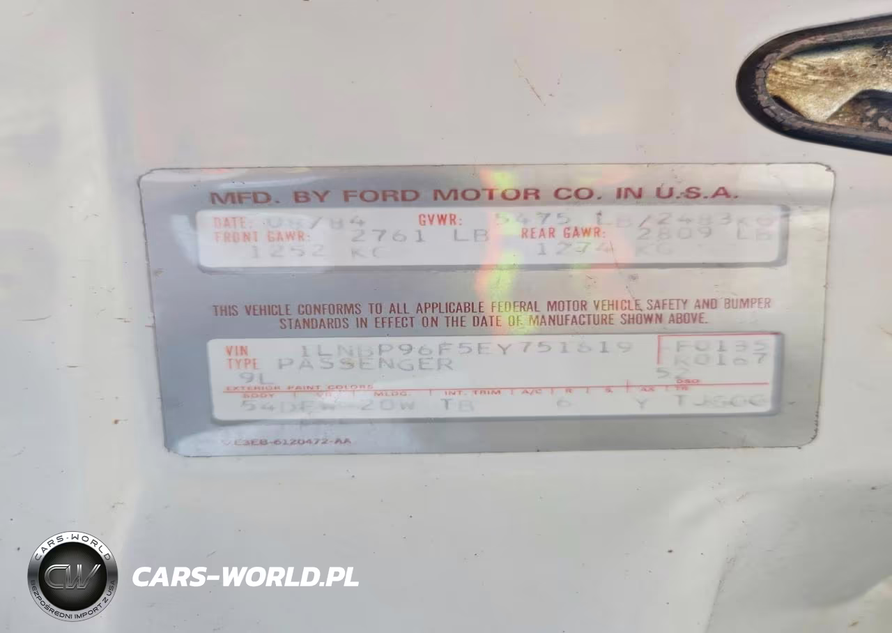 1984 Lincoln Town Car VIN:1LNBP96F5EY751619 - 12