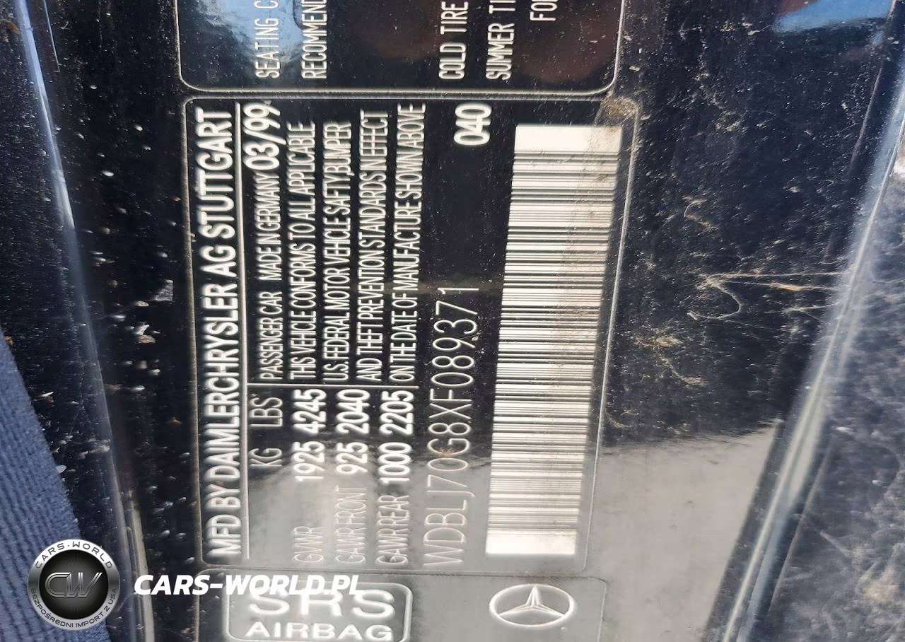 1999 Merz Clk-Class VIN:WDBLJ70G8XF089371 - 12