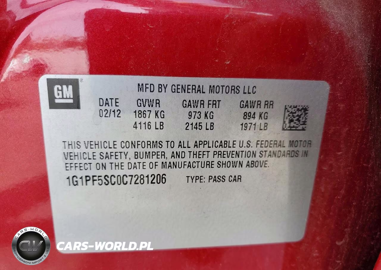 2012 Chevrolet Cruze Lt VIN:1G1PF5SC0C7281206 - 12