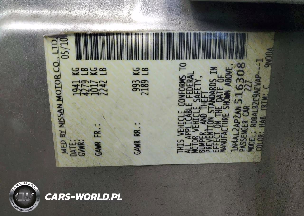 2010 Nissan Altima 2.5 VIN:1N4AL2AP2AN516308 - 12