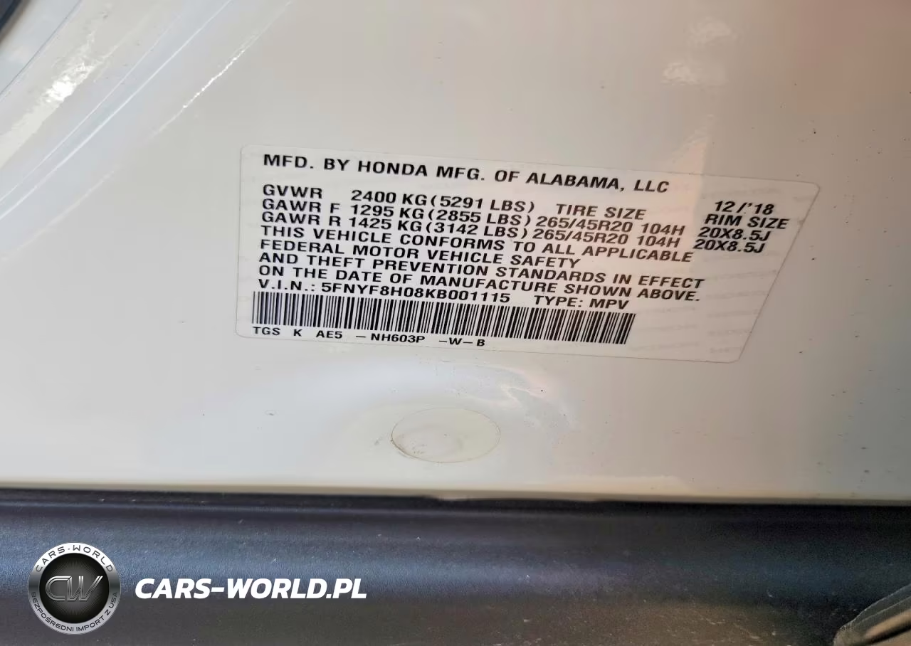 2019 Honda Passport Elite VIN:5FNYF8H08KB001115 - 13
