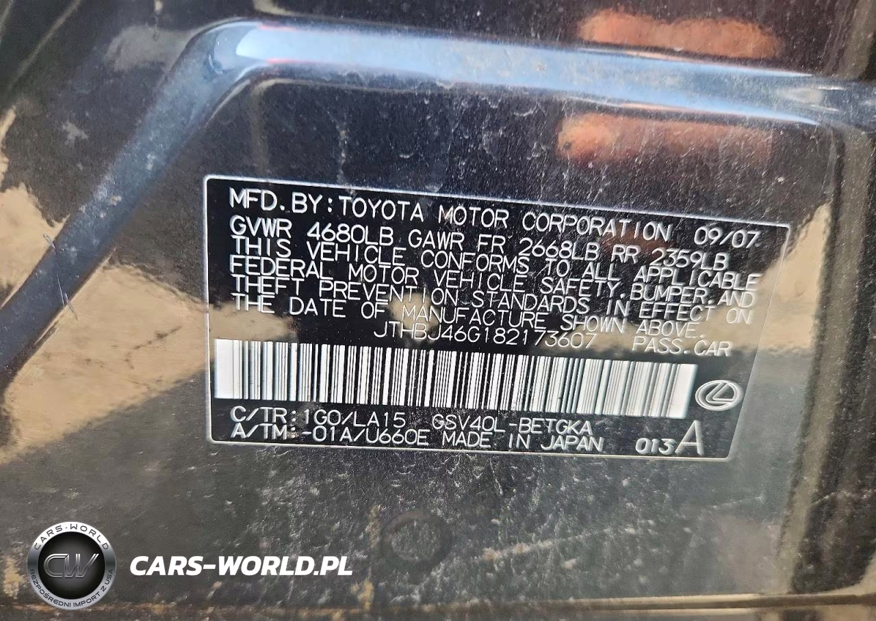 2008 Lexus Es 350 VIN:JTHBJ46G182173607 - 12