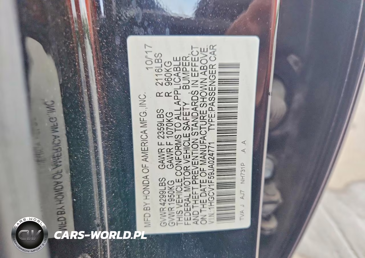 2018 Honda Accord Exl VIN:1HGCV1F59JA024771 - 12