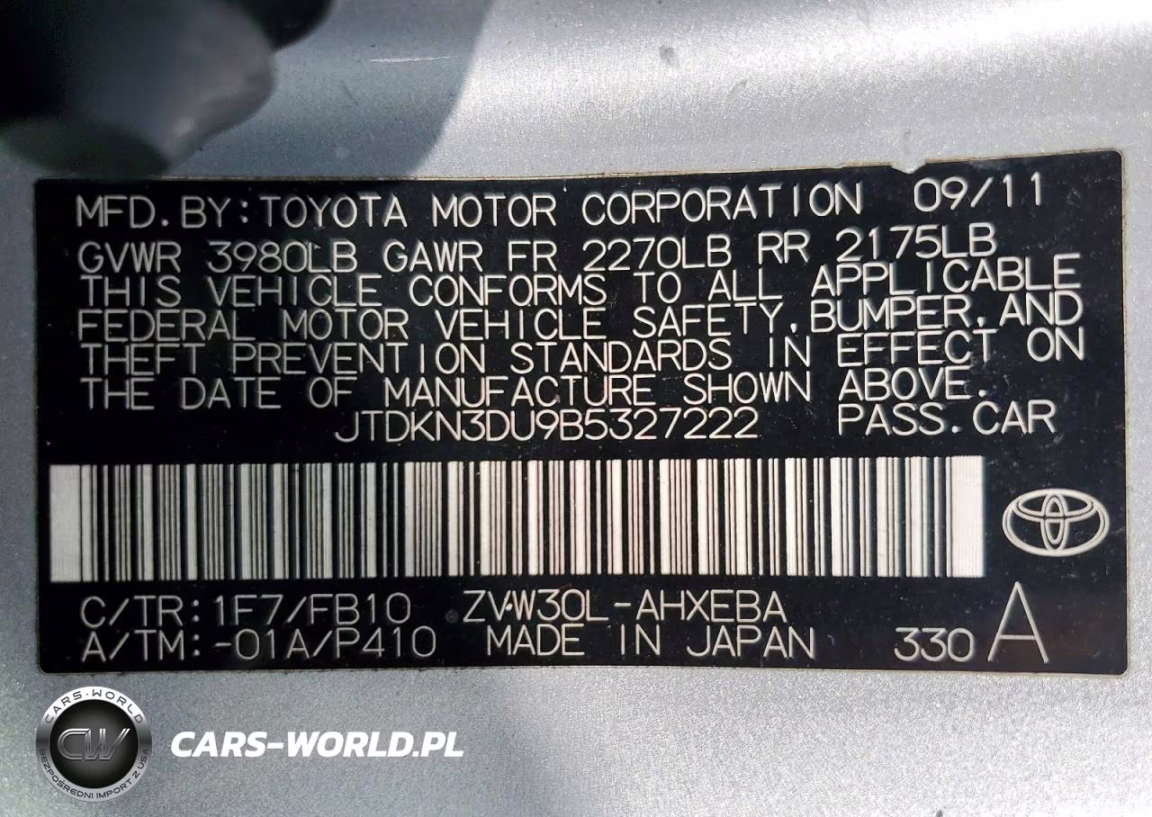 2011 Toyota Prius Two VIN:JTDKN3DU9B5327222 - 13