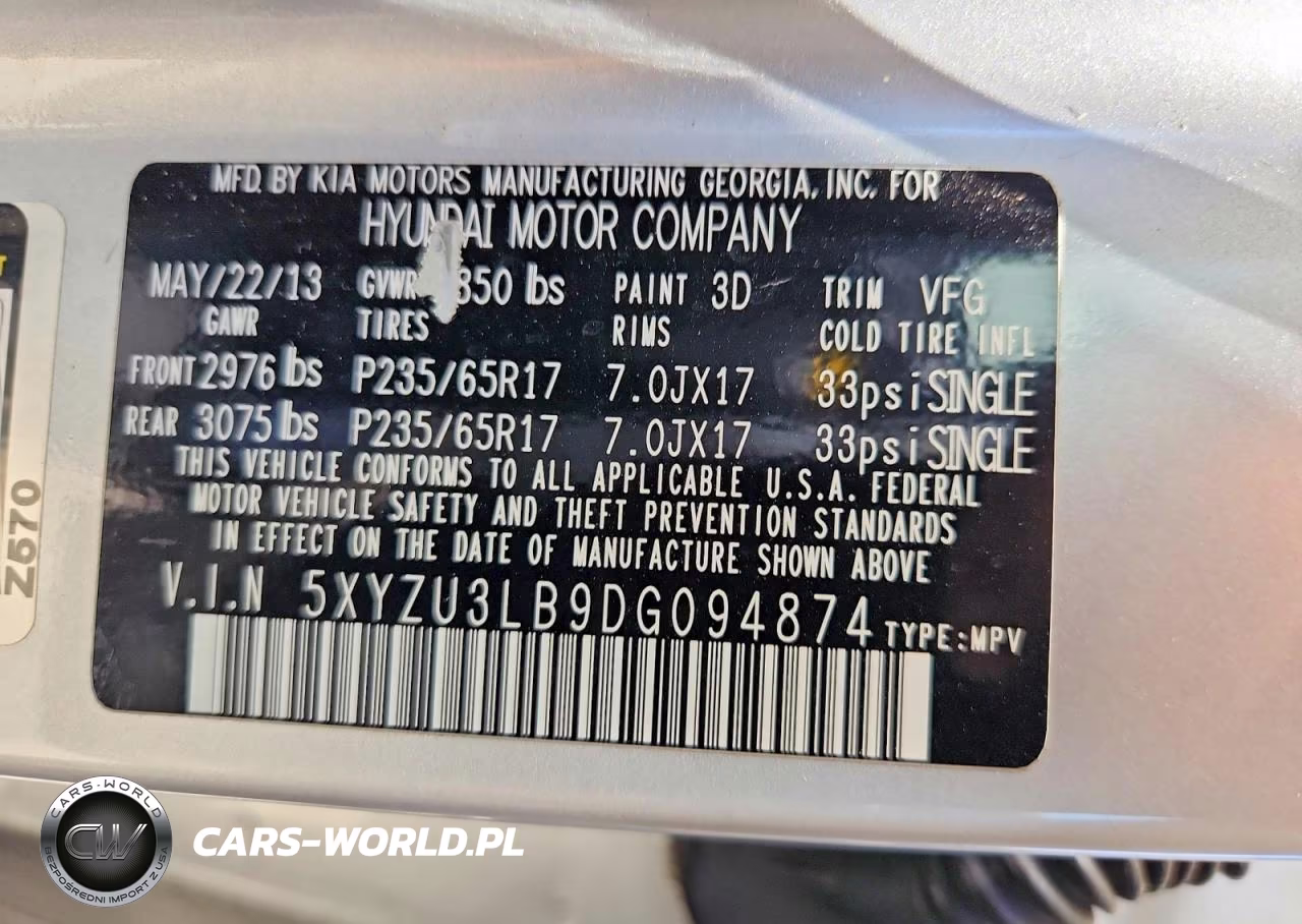 2013 Hyundai Santa Fe Sport 2.4L VIN:5XYZU3LB9DG094874 - 12