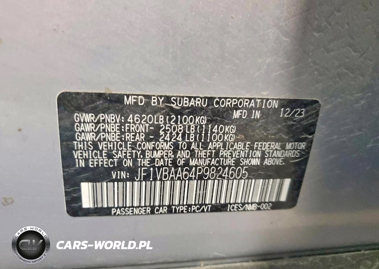 2023 Subaru Wrx VIN:JF1VBAA64P9824605 - 12