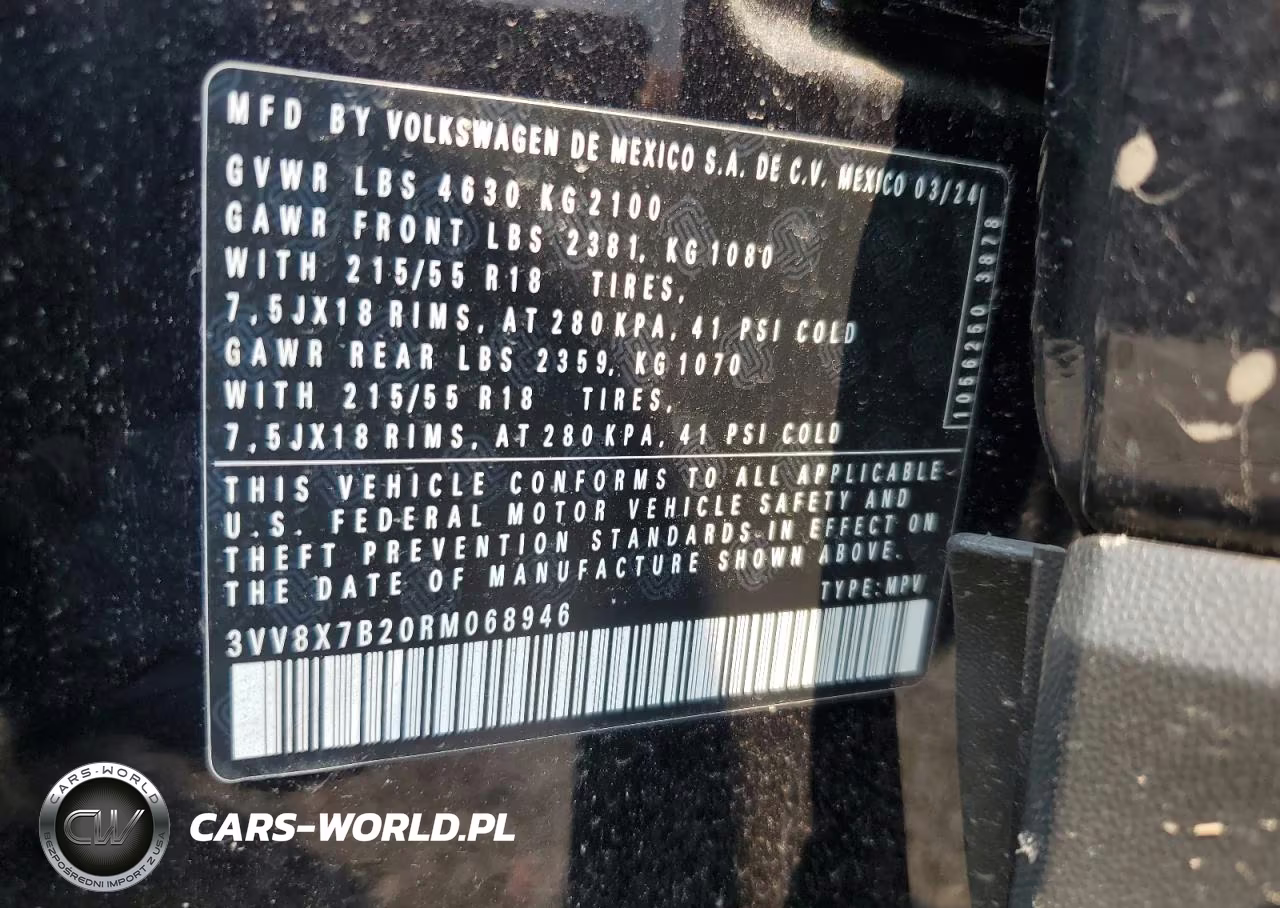 2024 Volkswagen Taos S VIN:3VV8X7B20RM068946 - 13