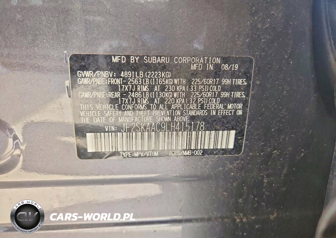 2020 Subaru Forester VIN:JF2SKAAC9LH415178 - 14