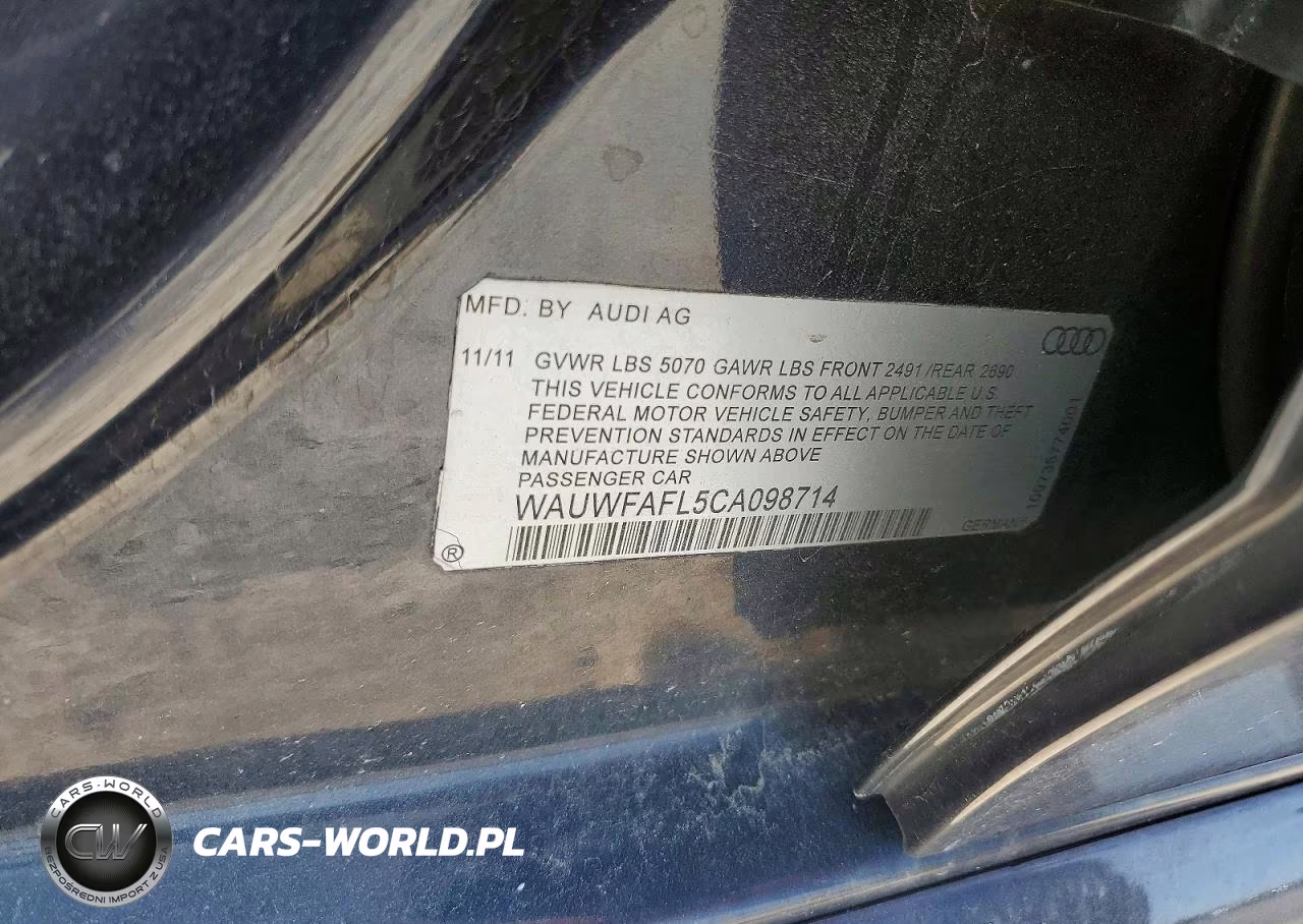 2012 Audi A4 Premium Plus VIN:WAUWFAFL5CA098714 - 12