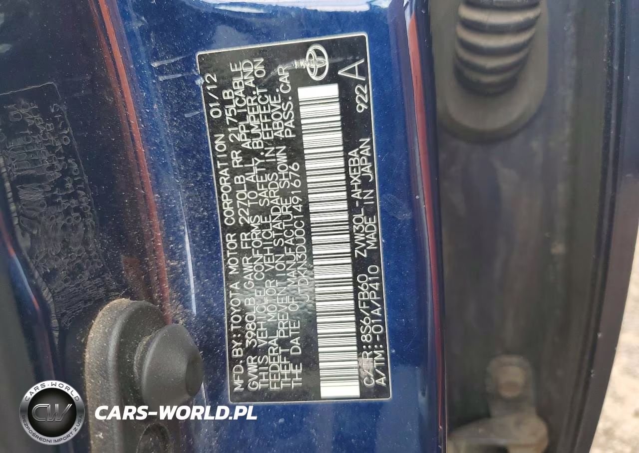 2012 Toyota Prius Two VIN:JTDKN3DU0C1491676 - 12