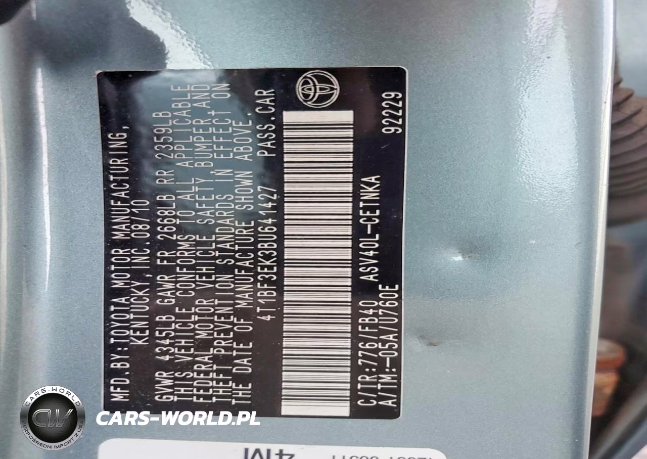 2011 Toyota Camry Le VIN:4T1BF3EK3BU641427 - 12
