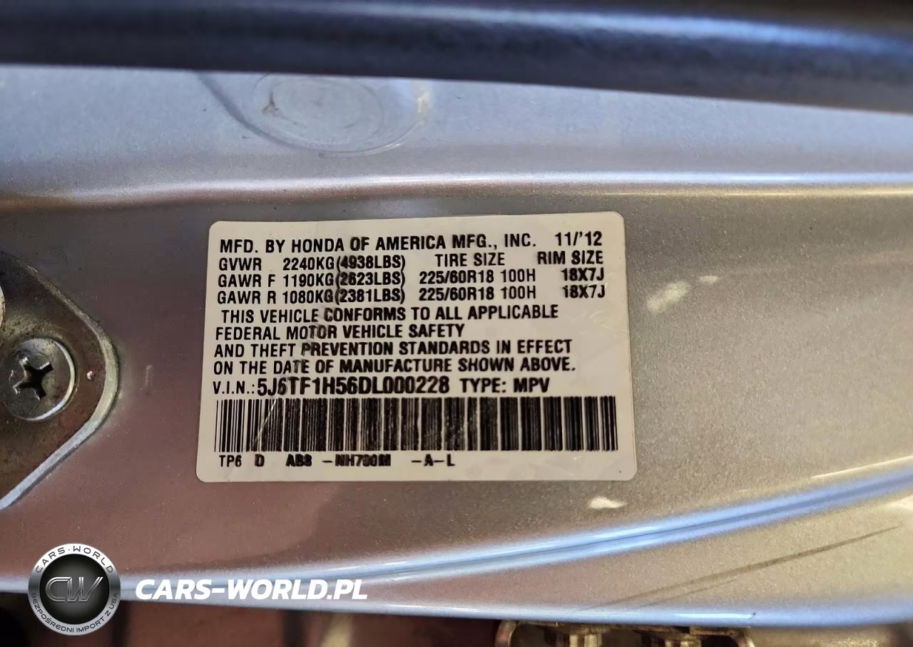 2013 Honda Crosstour Exl VIN:5J6TF1H56DL000228 - 13