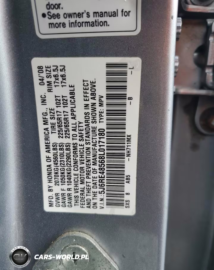 2008 Honda Cr-V Ex VIN:5J6RE48568L017180 - 13