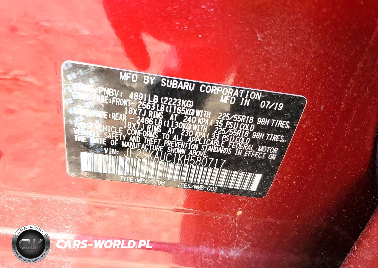 2019 Subaru Forester Limited VIN:JF2SKAUC1KH580717 - 12
