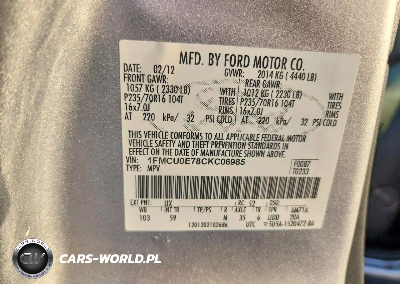 2012 Ford Escape Limited VIN:1FMCU0E78CKC06985 - 13