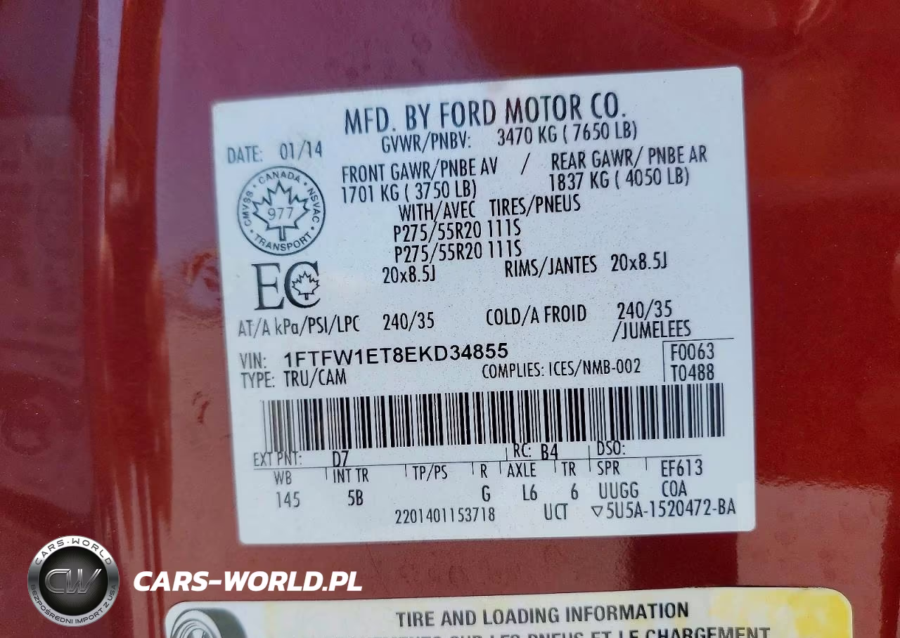 2014 Ford F150 Supercrew VIN:1FTFW1ET8EKD34855 - 12