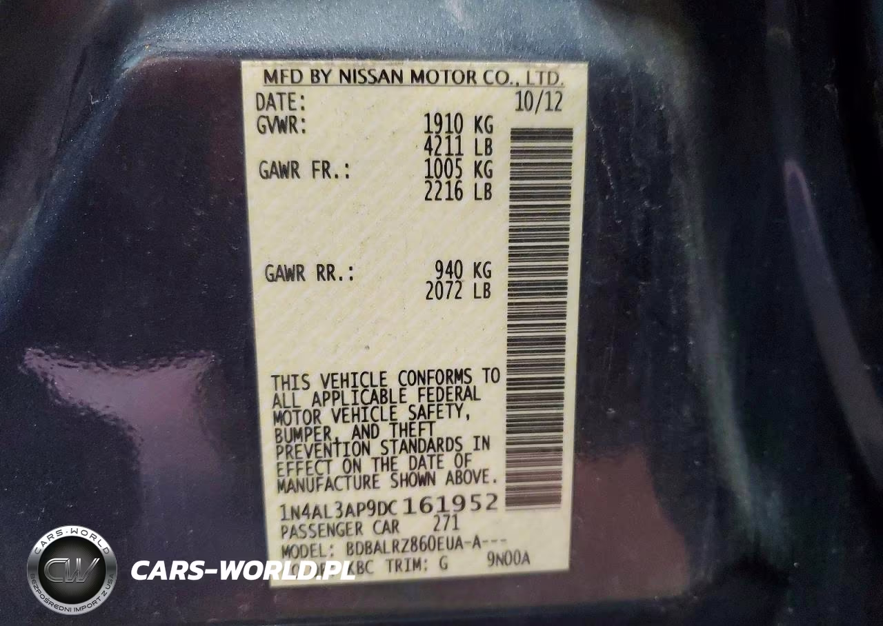 2013 Nissan Altima 2.5 VIN:1N4AL3AP9DC161952 - 12