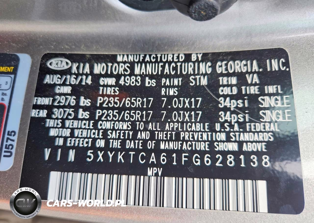 2015 Kia Sorento Lx VIN:5XYKTCA61FG628138 - 13