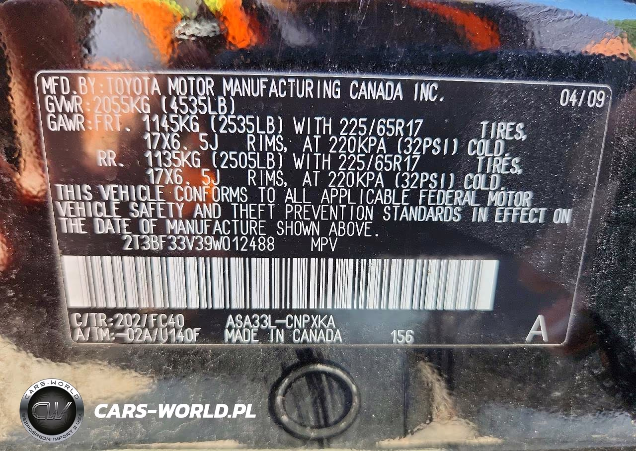2009 Toyota Rav4 Base VIN:2T3BF33V39W012488 - 14