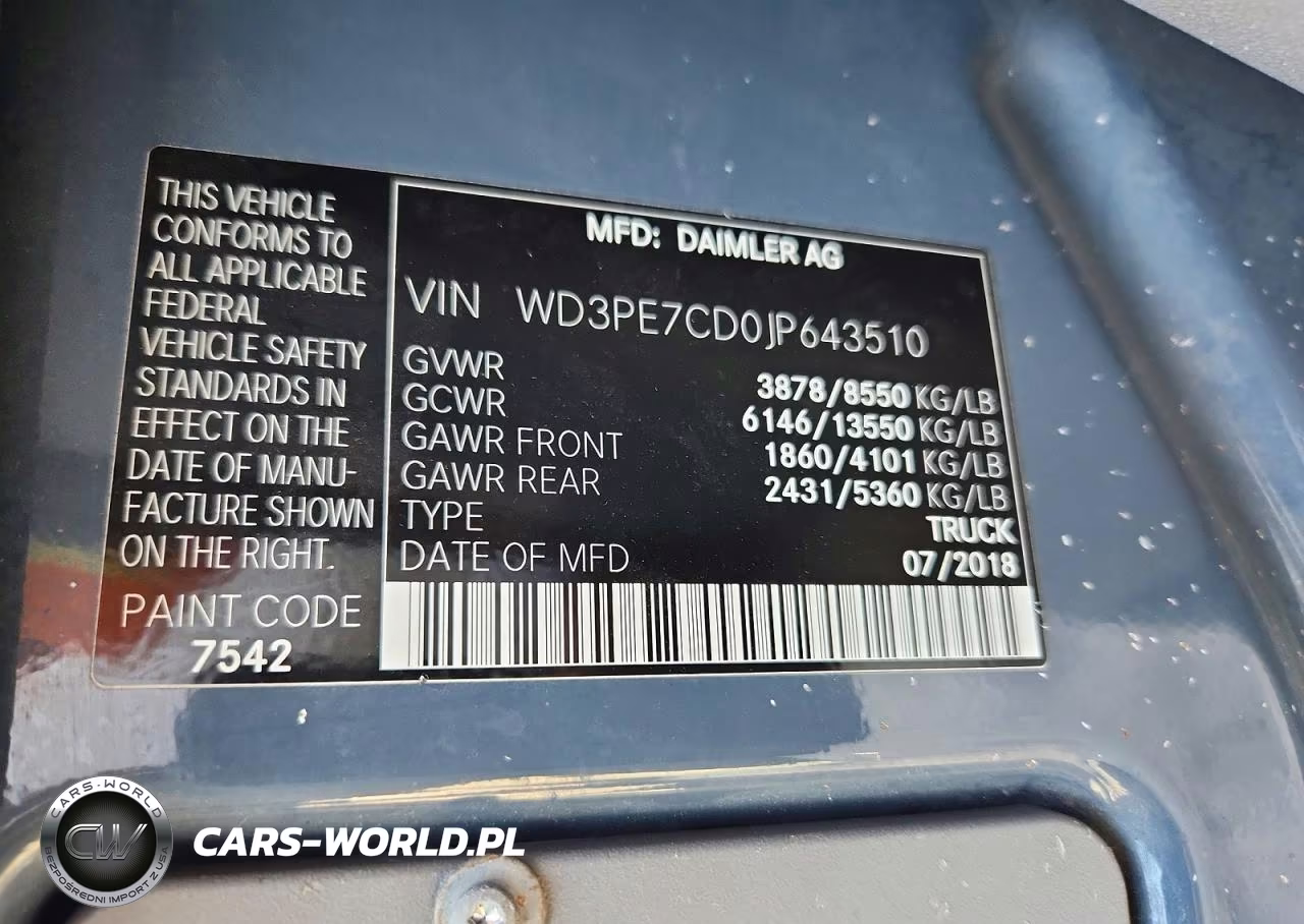 2018 Mercedes-Benz Sprinter 2500 VIN:WD3PE7CD0JP643510 - 13