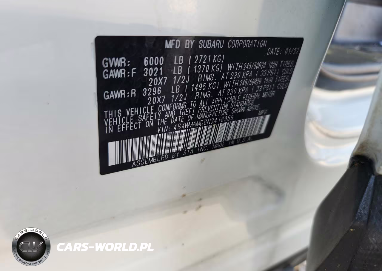 2022 Subaru Ascent Limited VIN:4S4WMAMD8N3418955 - 13