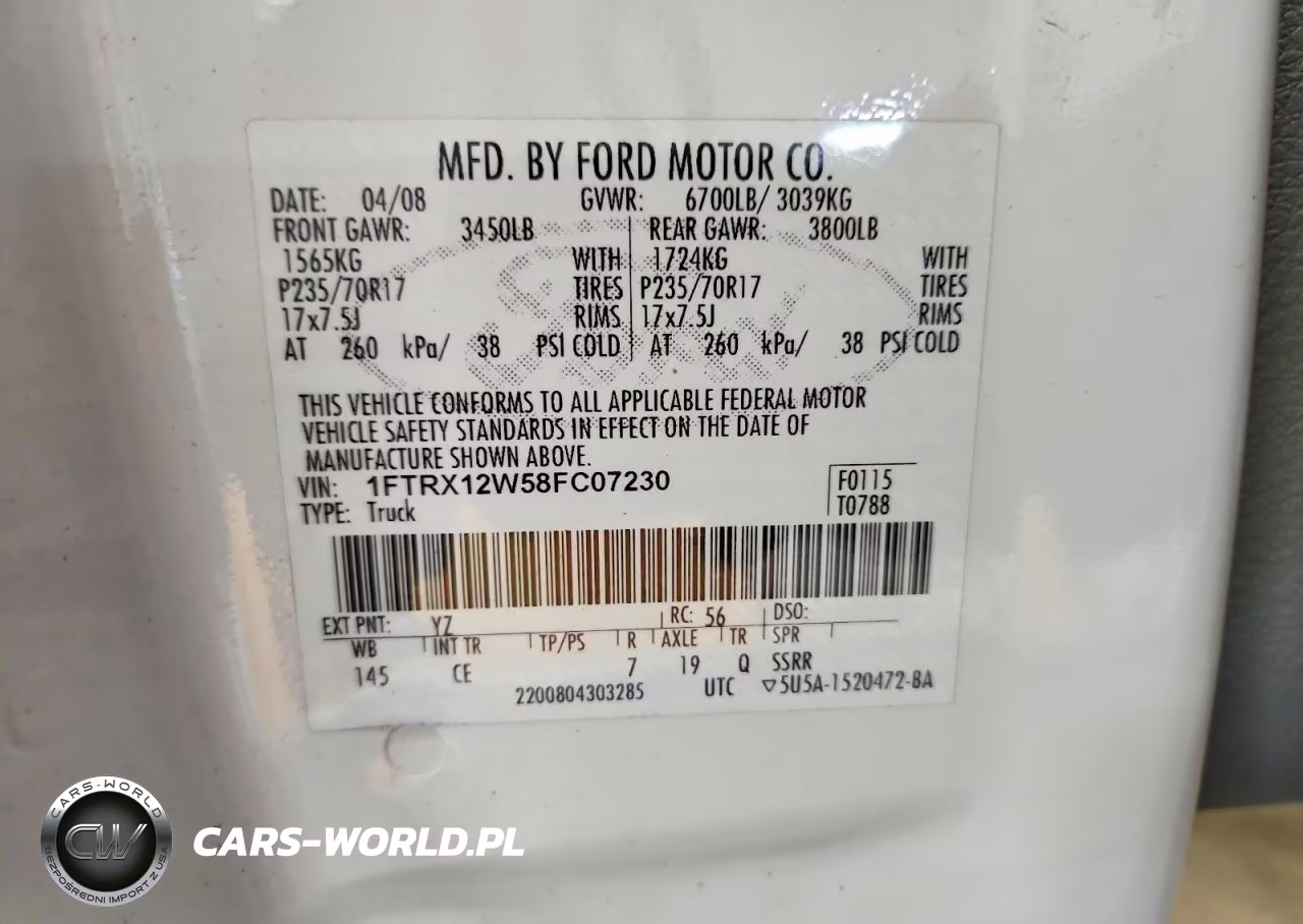 2008 Ford F150 VIN:1FTRX12W58FC07230 - 12