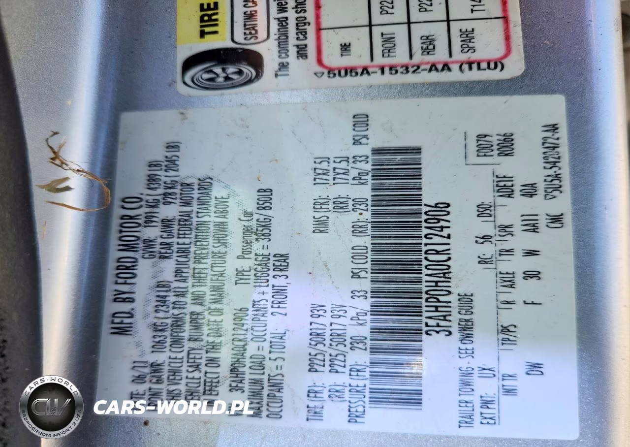 2012 Ford Fusion VIN:3FAHP0HA0CR124906 - 13