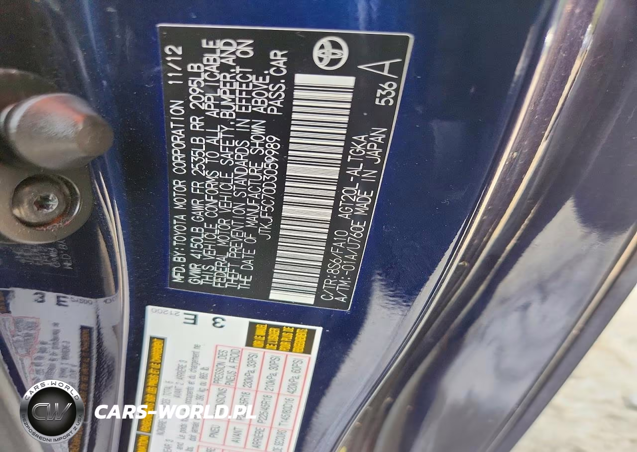 2013 Scion Tc Base VIN:JTKJF5C70D3059989 - 12