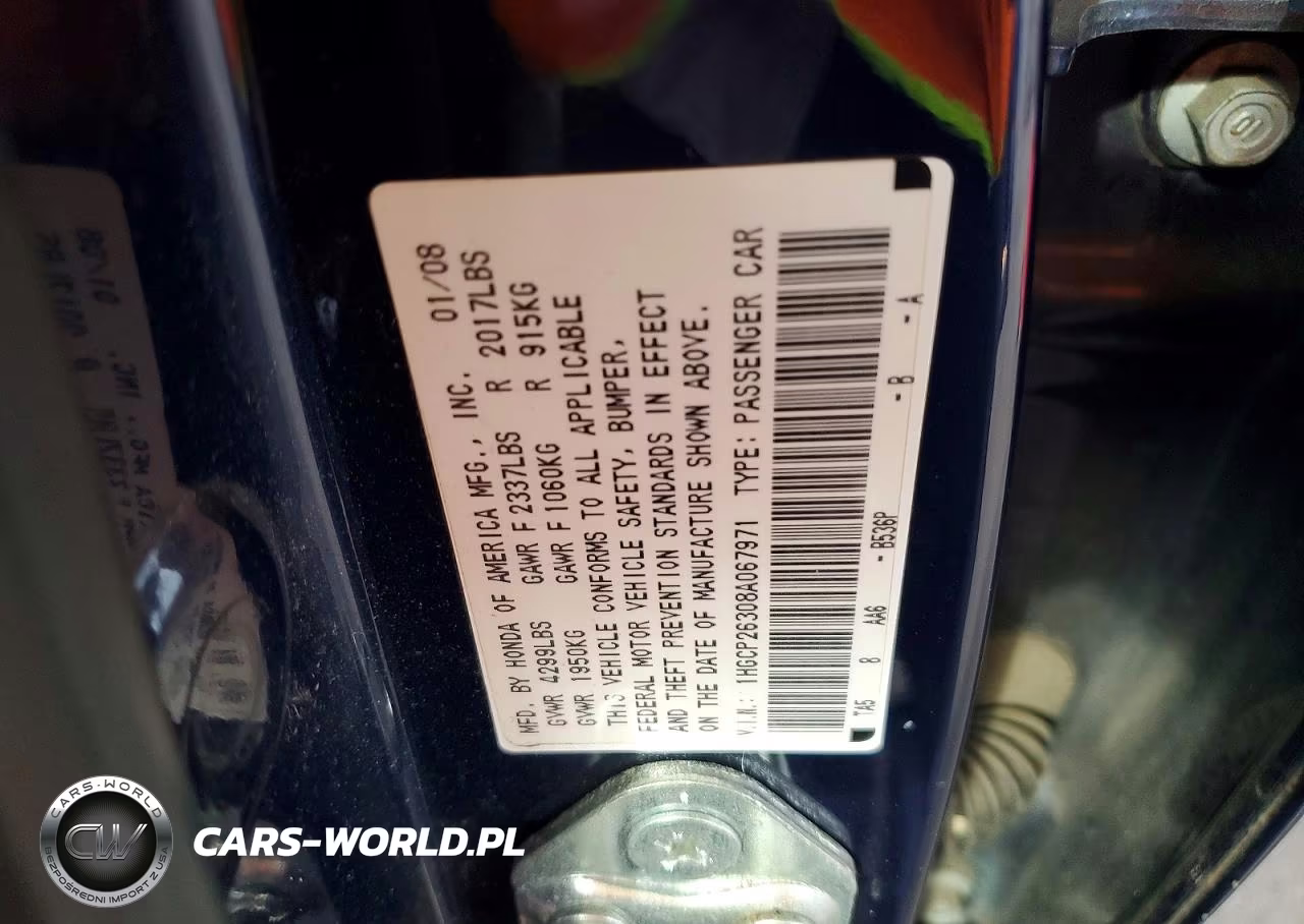 2008 Honda Accord Lx VIN:1HGCP26308A067971 - 12
