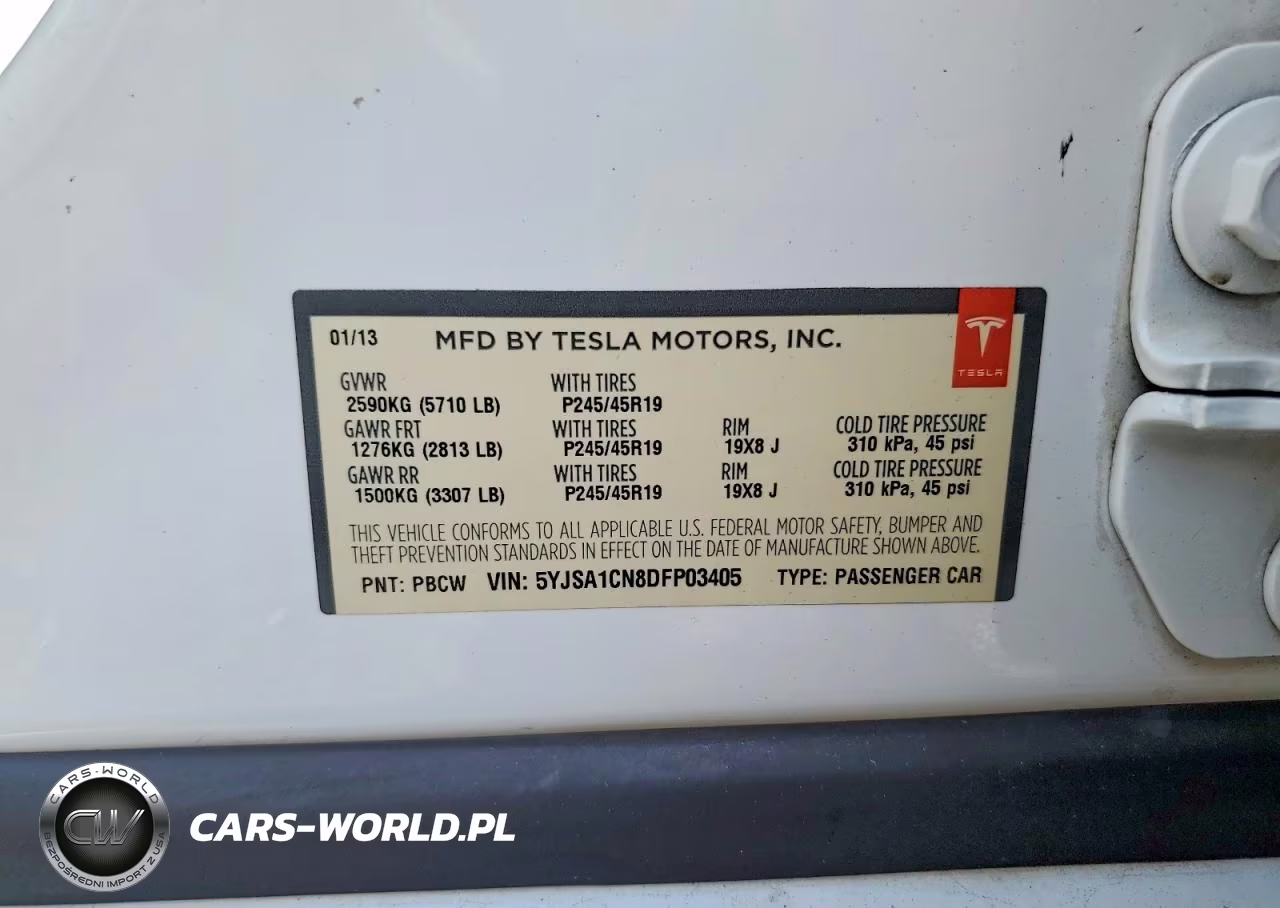2013 Tesla Model S VIN:5YJSA1CN8DFP03405 - 12