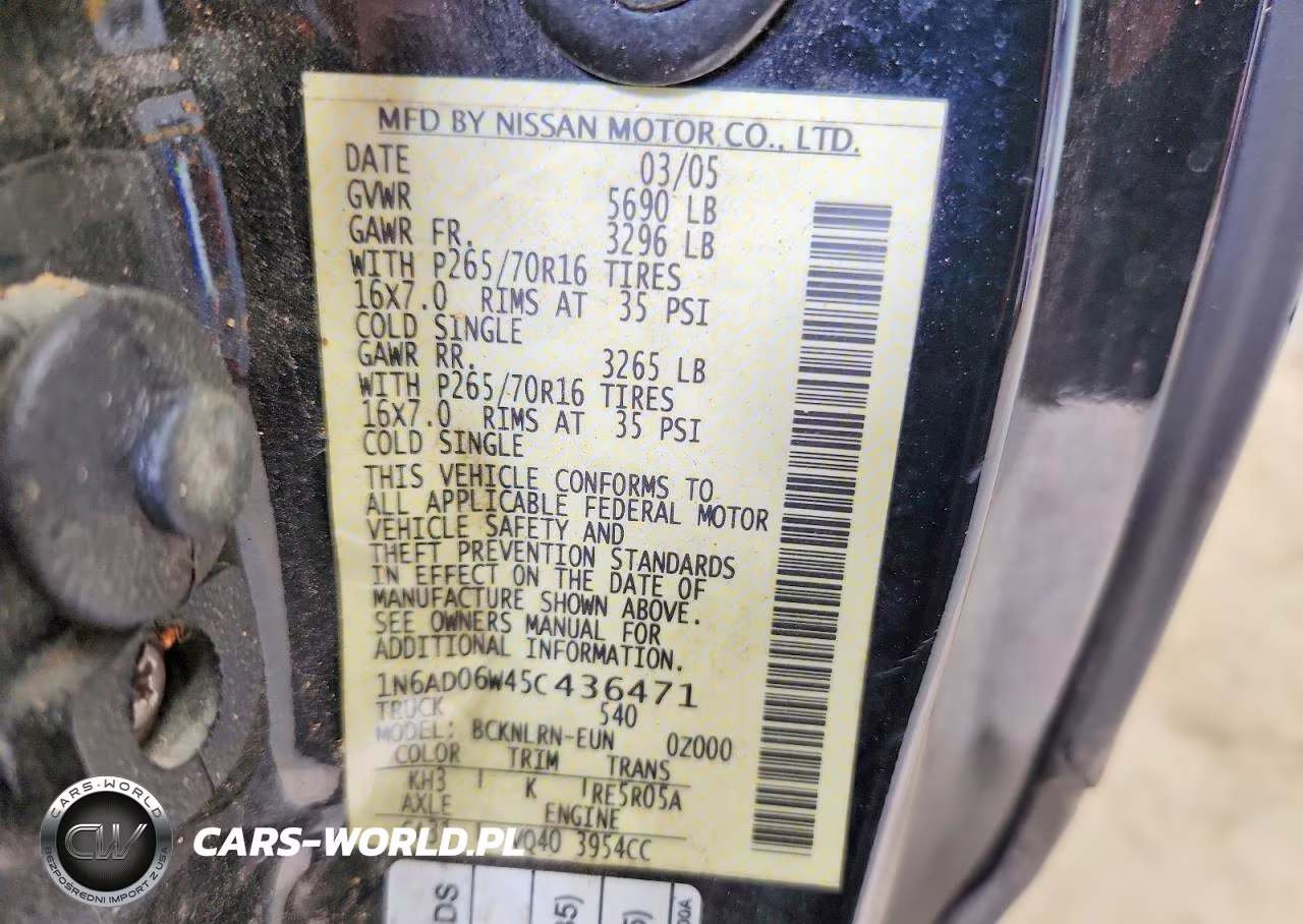 2005 Nissan Frontier Se VIN:1N6AD06W45C436471 - 12