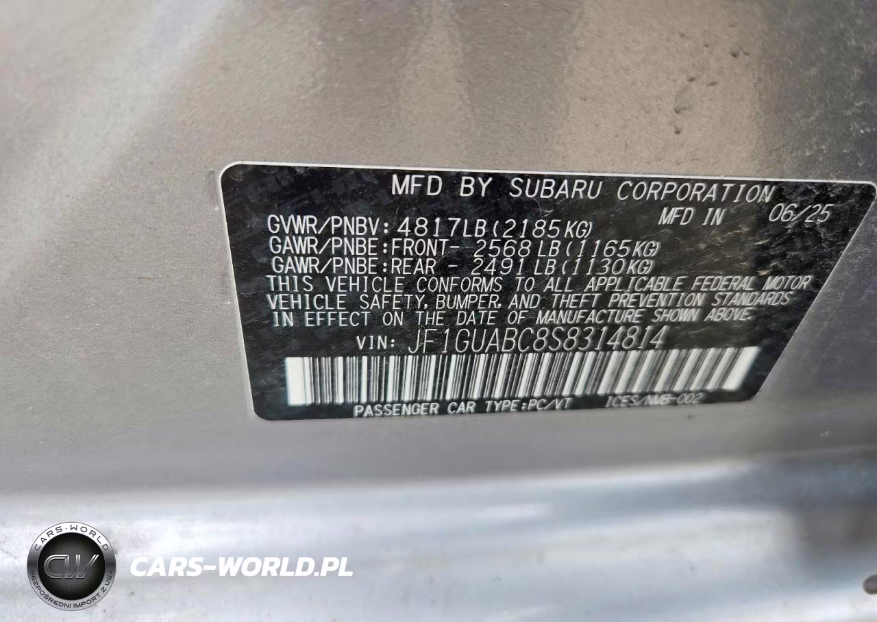 2025 Subaru Impreza VIN:JF1GUABC8S8314814 - 12