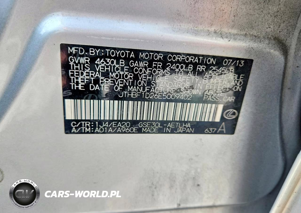 2014 Lexus Is 250 VIN:JTHBF1D26E5009402 - 12