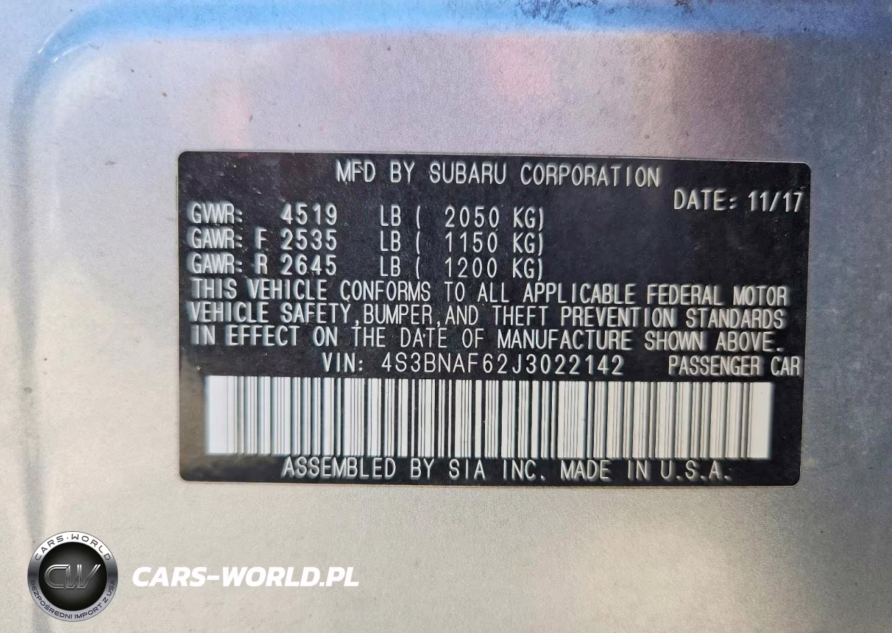 2018 Subaru Legacy 2.5I Premium VIN:4S3BNAF62J3022142 - 12