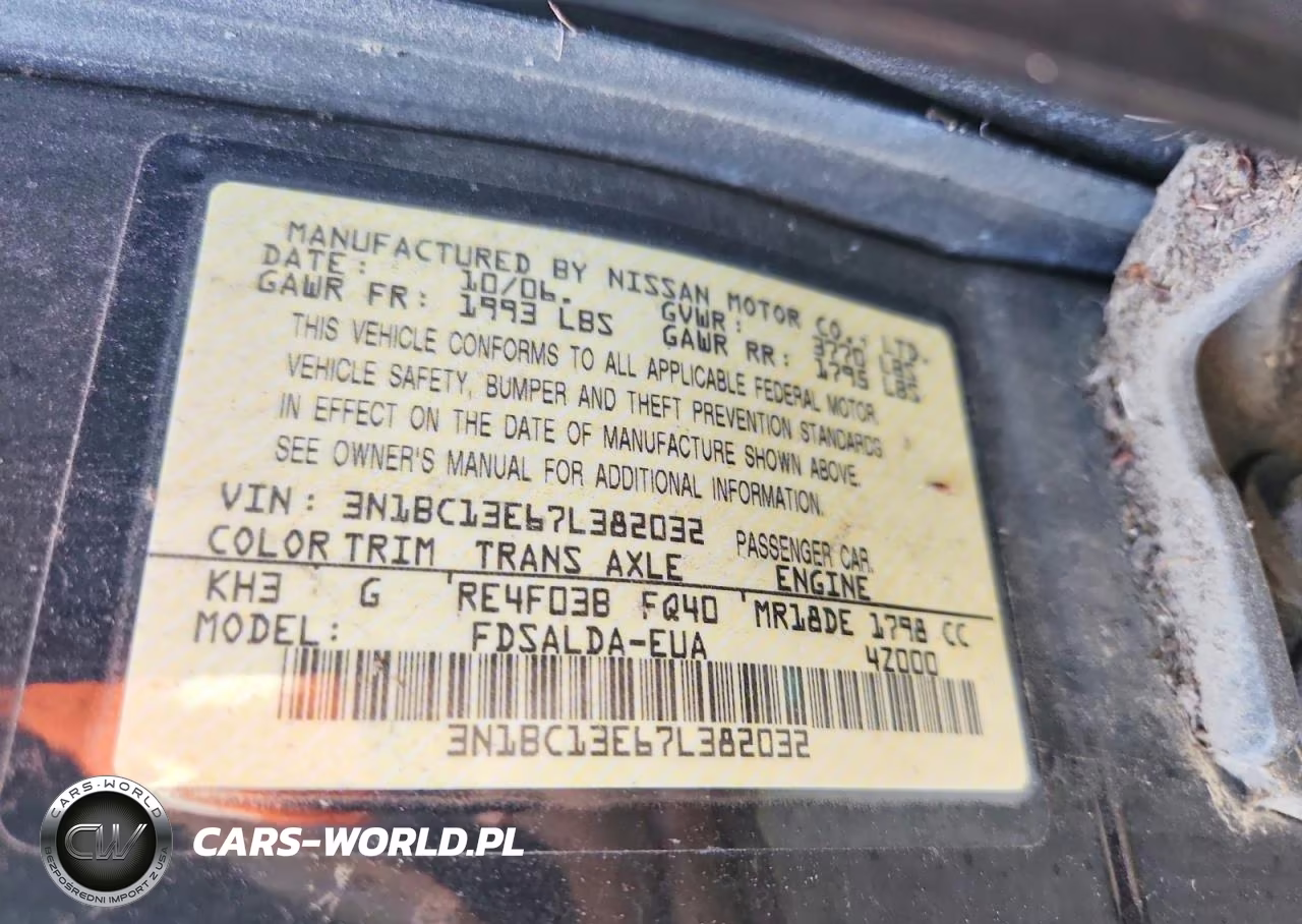 2007 Nissan Versa 1.8 S VIN:3N1BC13E67L382032 - 12