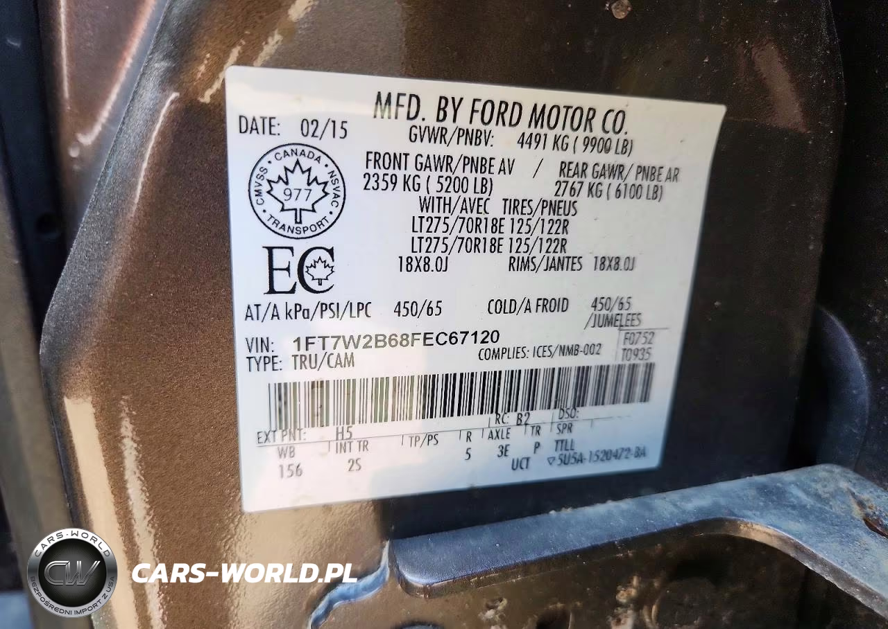 2015 Ford F250 Super Duty VIN:1FT7W2B68FEC67120 - 12